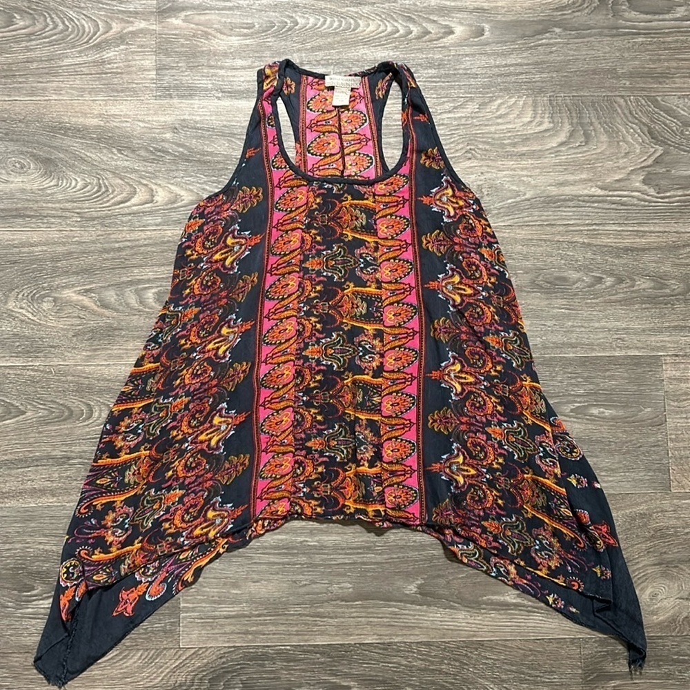 World Market S/M Boho Festival Grunge Uneven Hem Racerback Tank Altstyle 90s